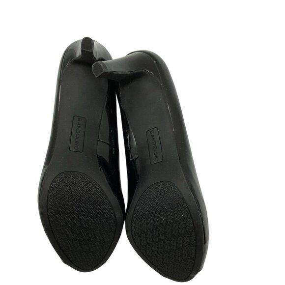 Bandolino Braina Black Patent Peep Toe Heels 9M 3” Stiletto Pumps Man-Made Upper - Picture 8 of 9